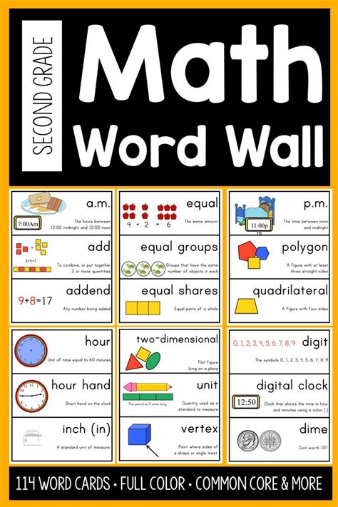 2nd Grade Math Word Wall Vocabulary Cards | For The Whole Year | Math vocabulary, 2nd grade math ...