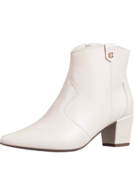 Bota Bico Fino Gigil Salto Grosso Western Off White Compre Agora