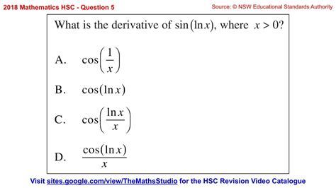 Maths U Hsc Q Find Derivative Of Trig Log Composite Expression