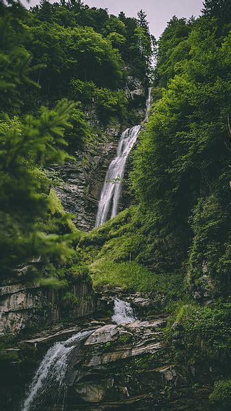 Mossy Rock Waterfall Stream Waterfalls Trees Streams Forests Moss