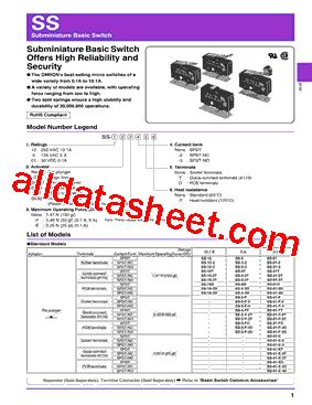 SS 5GL2T Datasheet PDF Omron Electronics LLC