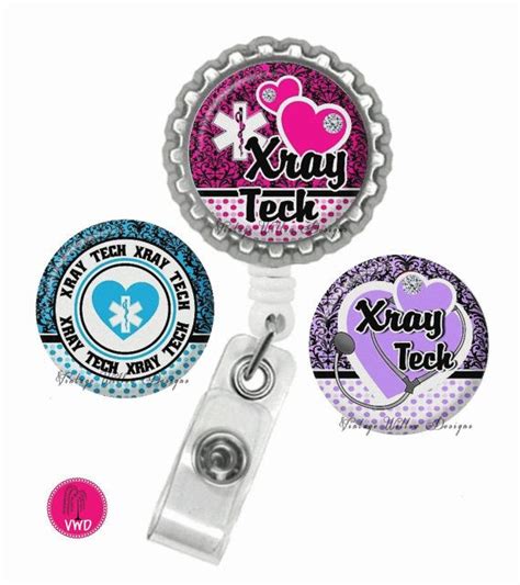 Personalized Xray Tech Retractable Id Badge Reel With Charm Magnets