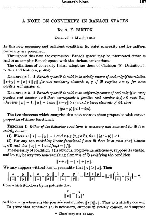 A Note On Convexity In Banach Spaces Mathematical Proceedings Of The