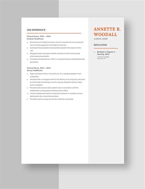 Clinical Nurse Resume in Word, Pages - Download | Template.net