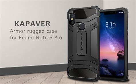 Kapaver Xiaomi Redmi Note 6 Pro Rugged Back Cover Case Mil Std 810g