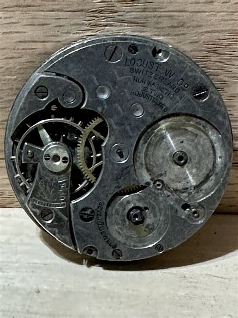 Vintage 7 Jewels Locust Watch Co Pocket Watch Movement For Parts Or