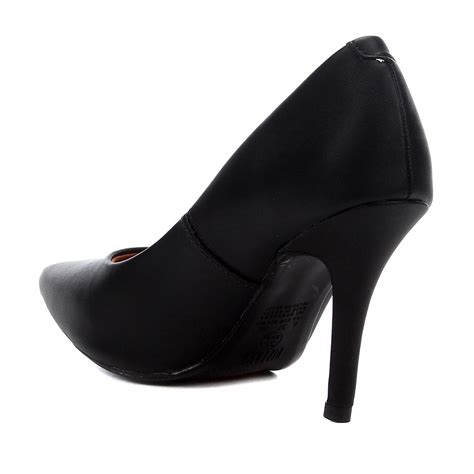 Scarpin Vizzano Pelica Salto Alto Bico Fino Preto Compre Agora