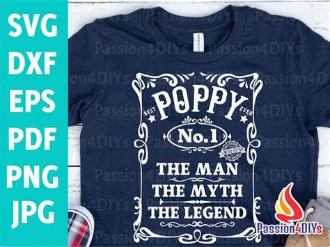 Poppy Papa Svg Papa The Man Myth Legend Svg Fathers Day Svg Etsy