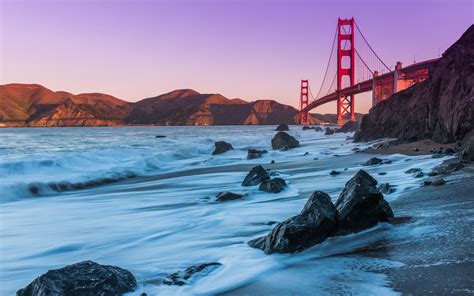 🔥 Download Golden Gate Bridge San Francisco Sunset Beach Shore Ocean By