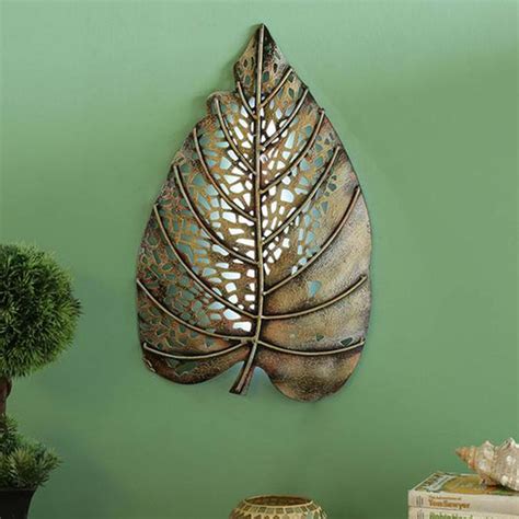 Wrought Iron Leaf Inspired Wall Art Piece in Bronze Finish – WallMantra