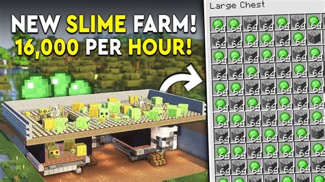 Minecraft Slime Farm Tutorial New And Easy 16000 Perhr Youtube