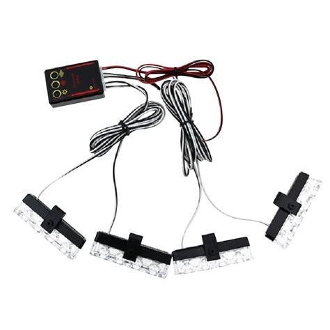 4 Light 1 Hub 12 LED Emergency Car Truck Flashing Light Firefighting ...