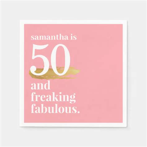 Pink Funny Fabulous 50th Birthday Personalized Napkins Zazzle