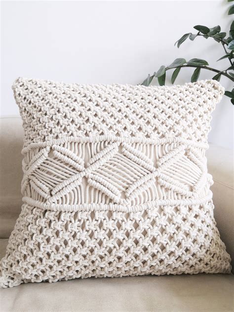 Macramé Pillow Coverboho Cushion Cover100 Cottonwedding Etsy