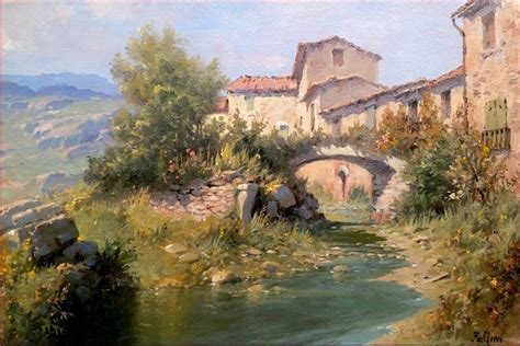 ITALIAN MASTER PAINTER CLAUDIO PALLINI "ANCIENT VILLAGE" OIL PAINTING ...