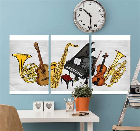 Quadro Musical Pintando Instrumentos Musicais Tenstickers