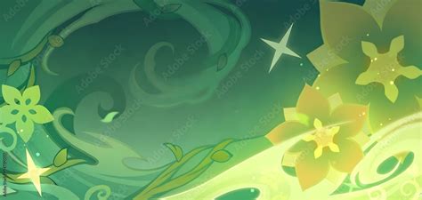 Beautiful Green Flowers Background Illustration Genshin Impact Name