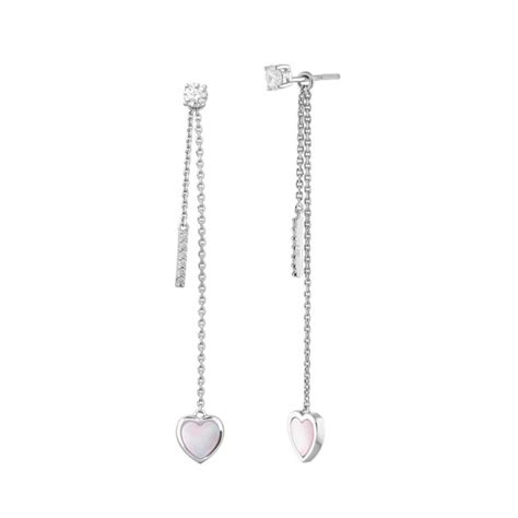 Boucles D Oreilles Coeurs Nacr S En Argent Ear Jacket Collection Love