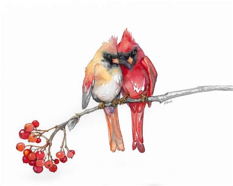 Cardinal Couple Print 8x10 Art Print Etsy