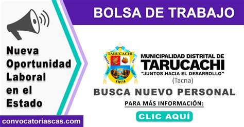 Convocatoria Municipalidad De Tarucachi Cas Plaza Ingenier A