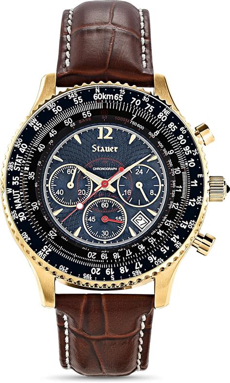 Stauer Men S Chronograph Flyboy Blue Watch With Stainless Steel Case