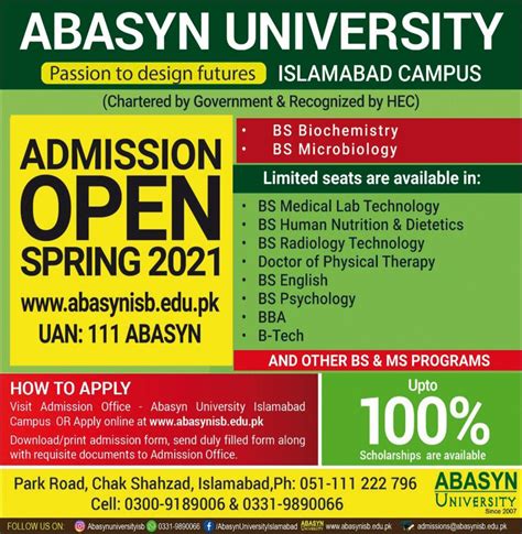 Admission Open In Abasyn University Islamabad Campus 14 Feb 2021