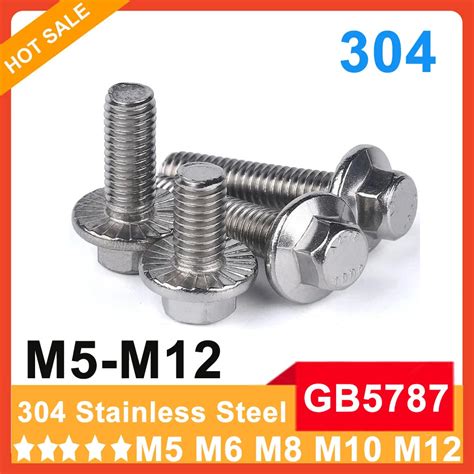 M Hex Flange Head Screw Bolt Stainless Steel Washer Heads