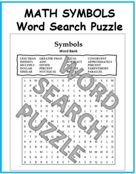 Math Symbols Word Search Puzzle Fun No Prep Worksheet By Karen Ferrell