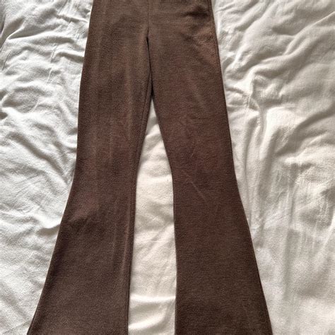 Urban Outfitters High Wasted Nude Brown Flared Trousers Depop