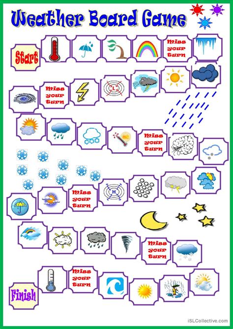 Weather Board Game English ESL Worksheets Pdf Doc