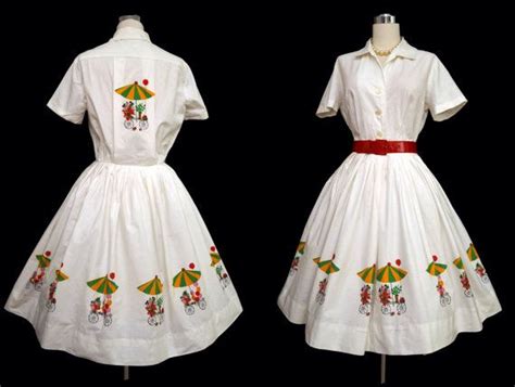 Vintage 50s Dress 1950s White Cotton Dress With Parisian Etsy