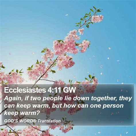 Ecclesiastes 411 Gw Again If Two People Lie Down Together They Can