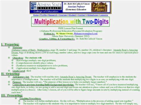 Multiplication With Two Digits Lesson Plan For 3rd Grade Lesson Planet