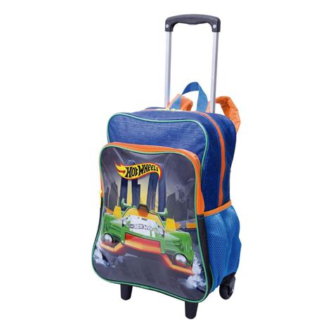 Mochila De Rodinha Infantil Hot Wheels 19m Plus 65240 Azul em Promoção na Americanas