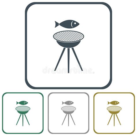 Icono Asado A La Parrilla De Los Pescados Ilustraci N Del Vector