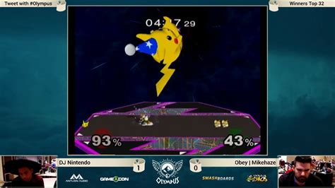 Olympus DJ Nintendo Pikachu Vs MikeHaze Fox SSBM Winners