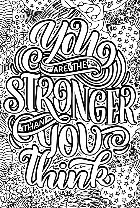 You Are The Strongest Than You Think Motivational Quotes Coloring