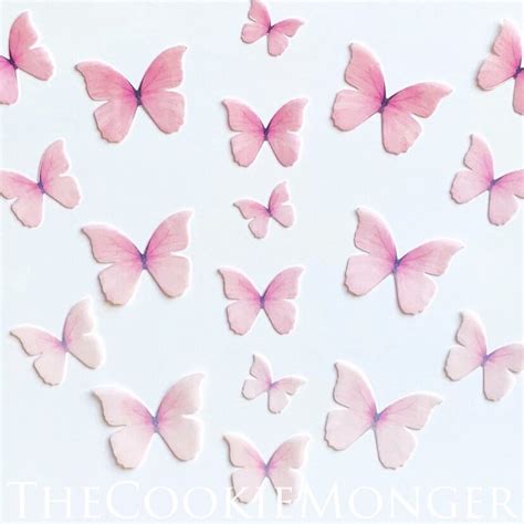 Soft Pink Ombre Edible Pre Cut 3d Wafer Paper Butterflies 16 Multi