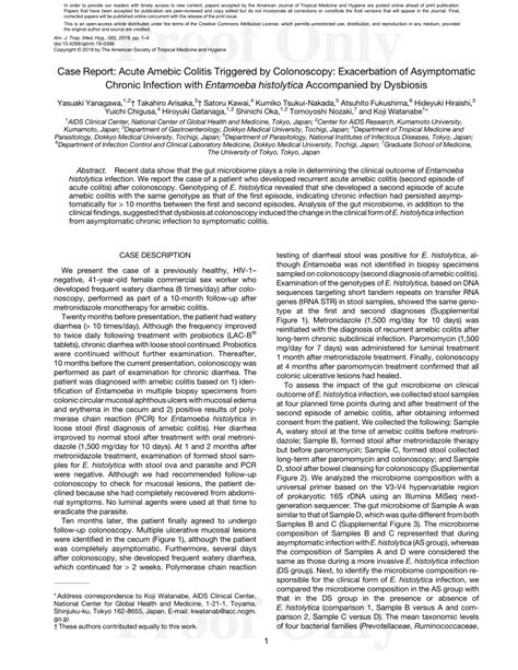 Pdf Case Report Acute Amebic Colitis Triggered By Colonoscopy Exacerbation Of Asymptomatic