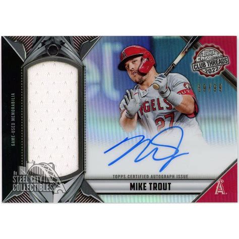 Mike Trout Topps Chrome Club Threads Game Used Jersey Autograph