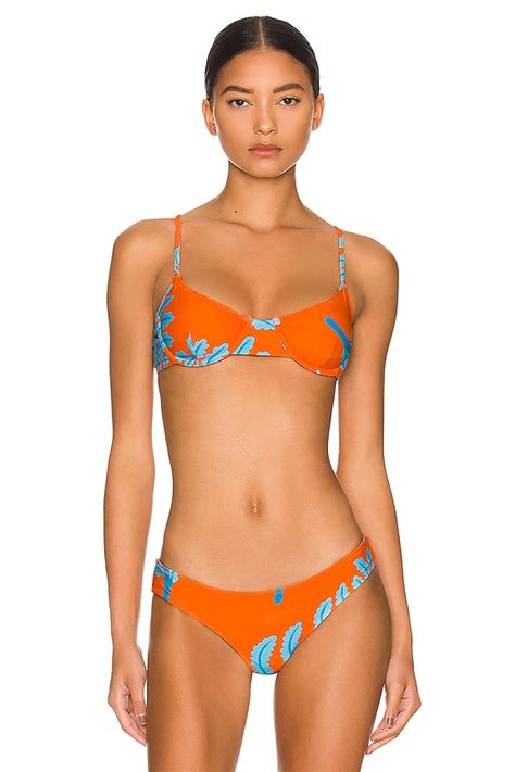 Solid Striped The Ginger Bikini Top In Leaf Motif Revolve