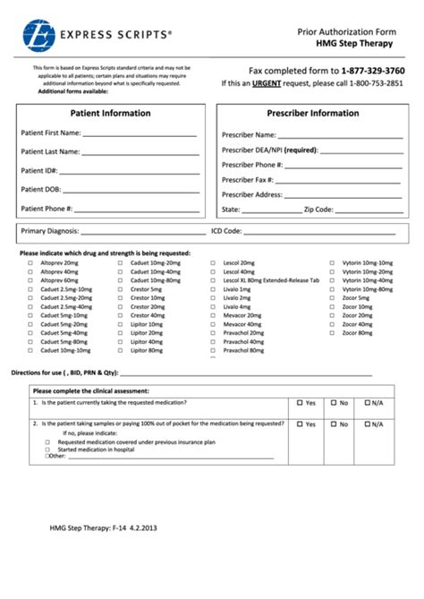 Express Scripts Prior Authorization Form Hmg Step Therapy Printable Pdf Download