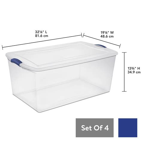 Sterilite 105 Qt Latch Box Large Storage Containers Stadium Blue