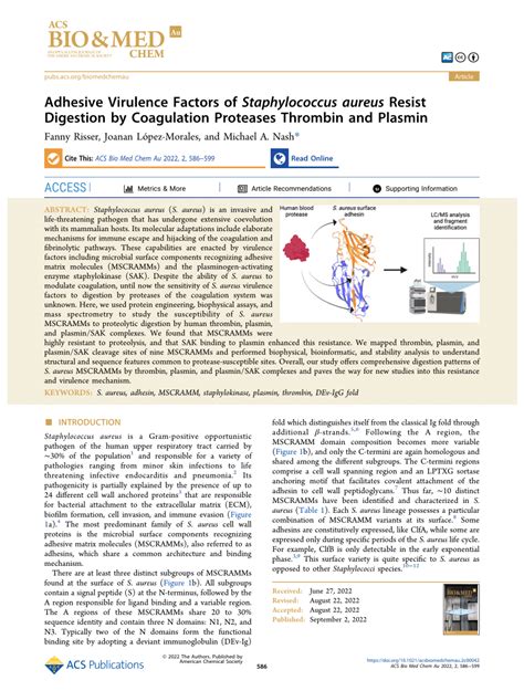 Pdf Adhesive Virulence Factors Of Staphylococcus Aureus Resist