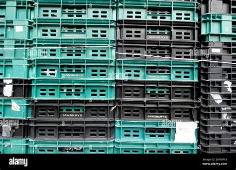 Piles Of Empty Plastic Crates Stock Photo Alamy