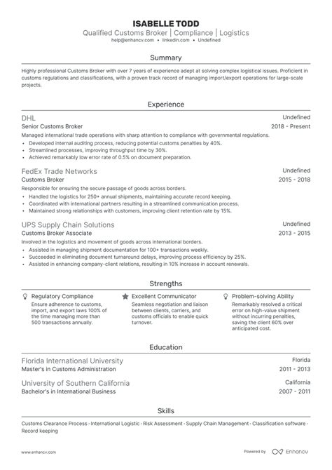 Customs Broker Resume Examples Guide For