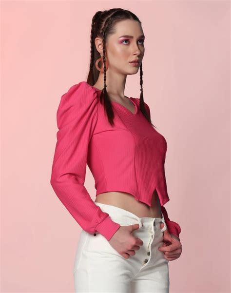 Selvia Lycra Blend Pink Solid Top JioMart