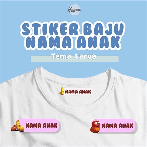 Jual Pcs Stiker Kain Label Baju Nama Anak Tema Larva Sablon