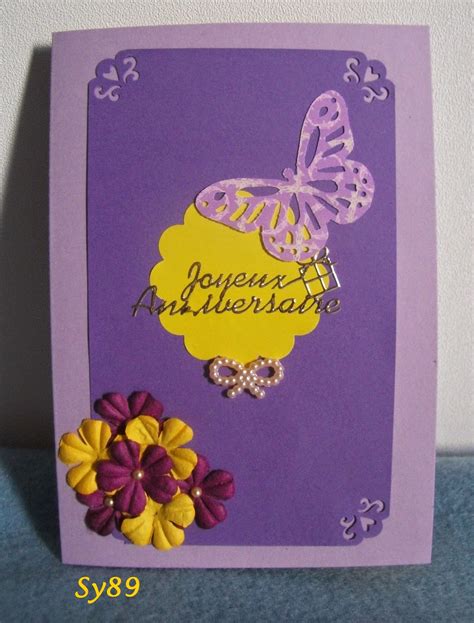 Bienvenue Dans Ma Bulle De Scrap Carte D Anniversaire Jaune Et Violette