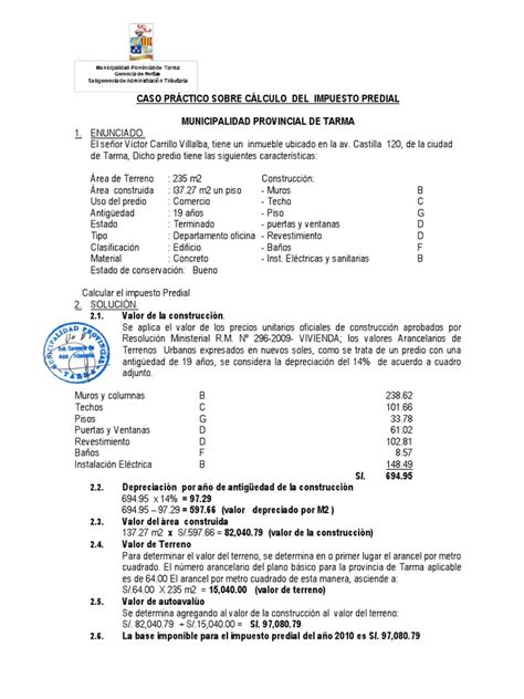 Pdf Caso Pr Ctico Sobre C Lculo Del Impuesto Predial Pdf Dokumen Tips